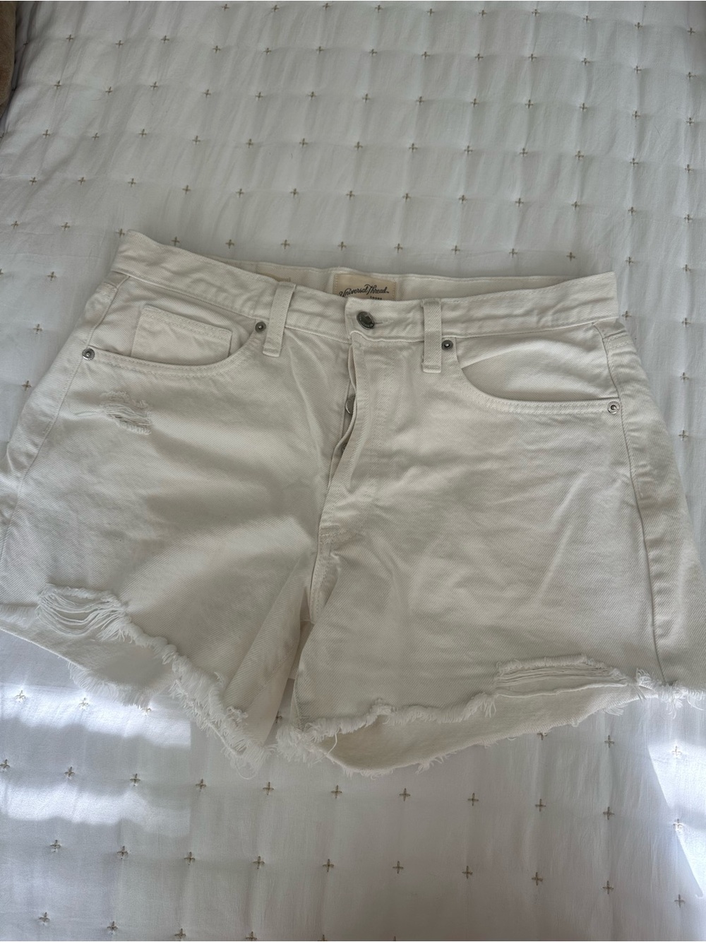Universal Thread White Distressed Denim Shorts